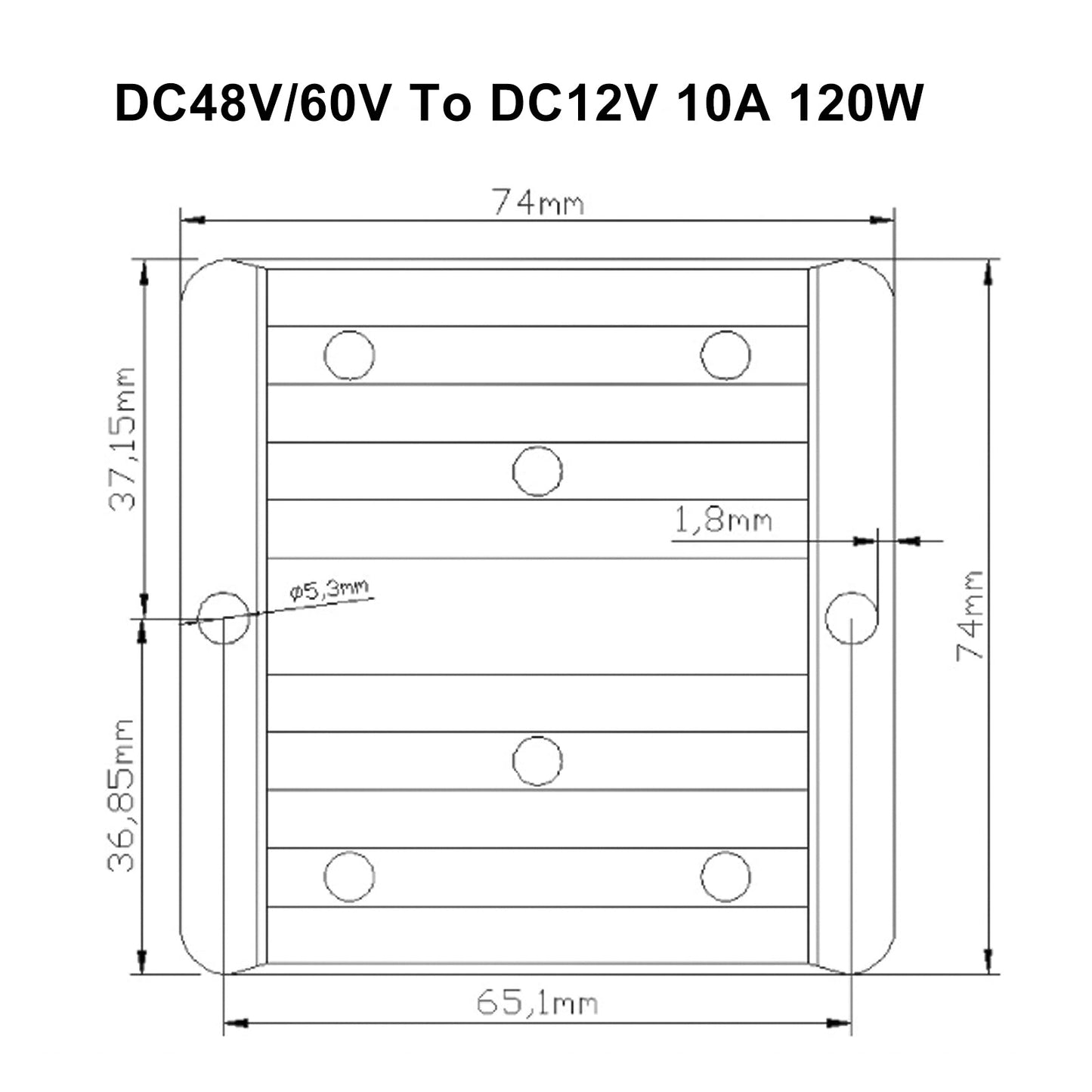 Impermeabile 48V/60V a 12V 10A 120W Step Down Regolatore Convertitore di Potenza DC/DC