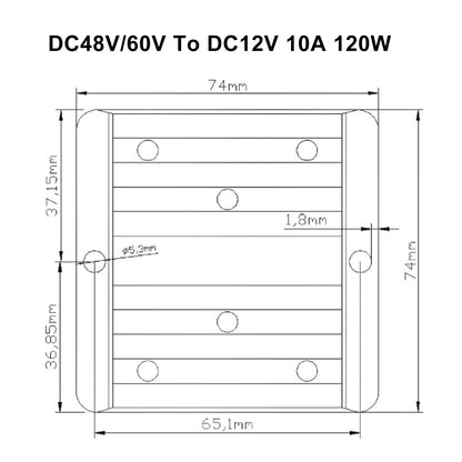 Impermeabile 48V/60V a 12V 10A 120W Step Down Regolatore Convertitore di Potenza DC/DC