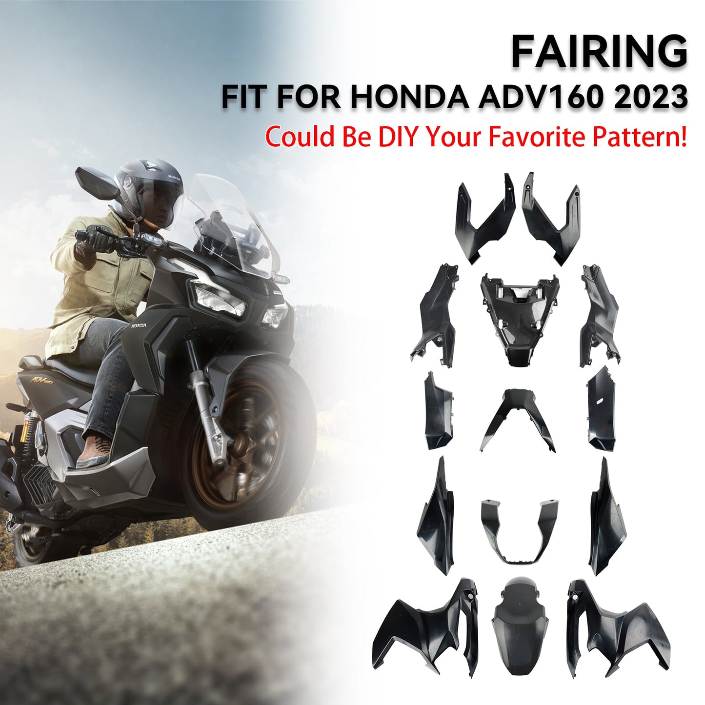 Honda ADV 160 2023-2024 Carrozzeria Carena Stampaggio ad iniezione ABS Non verniciato
