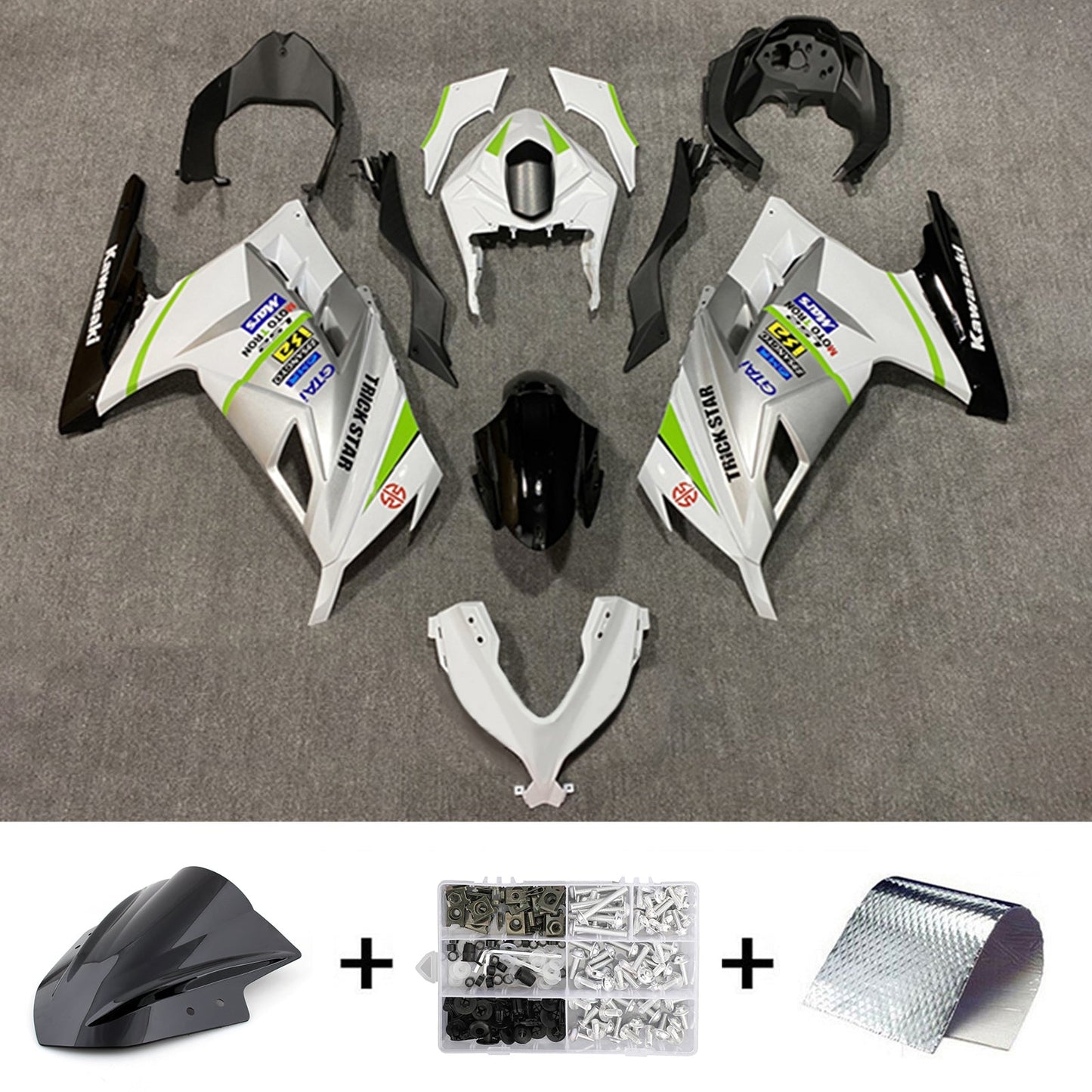 Amotopart Kawasaki EX300/Ninja300 2013-2017 Kit carena Carrozzeria Plastica ABS