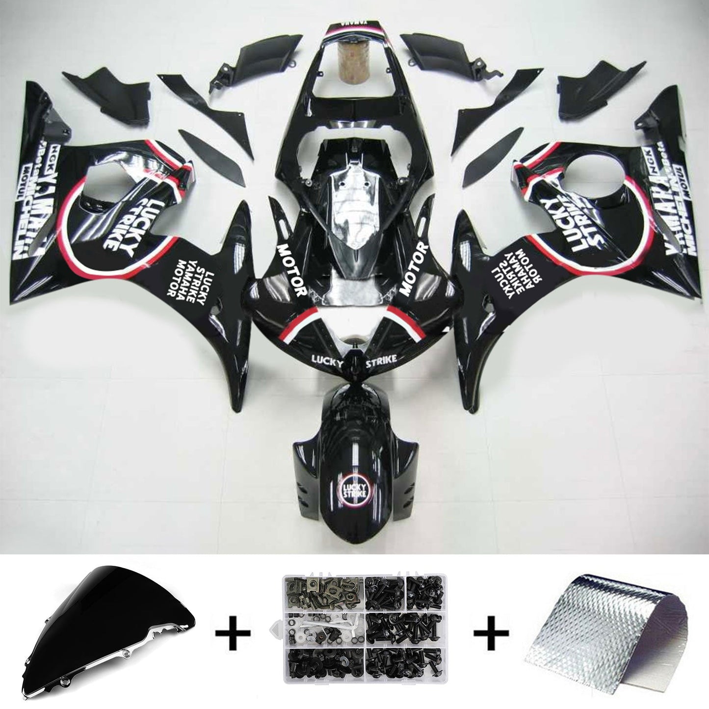 Amotopart Yamaha 2005 YZF 600 R6 Cladding Black Kit