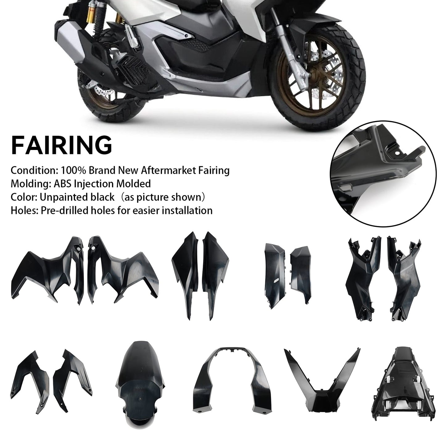 Honda ADV 160 2023-2024 Carrozzeria Carena Stampaggio ad iniezione ABS Non verniciato