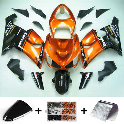 Amotopart Kawasaki 2005-2006 ZX6R 636 Kit di stagno arancione nero