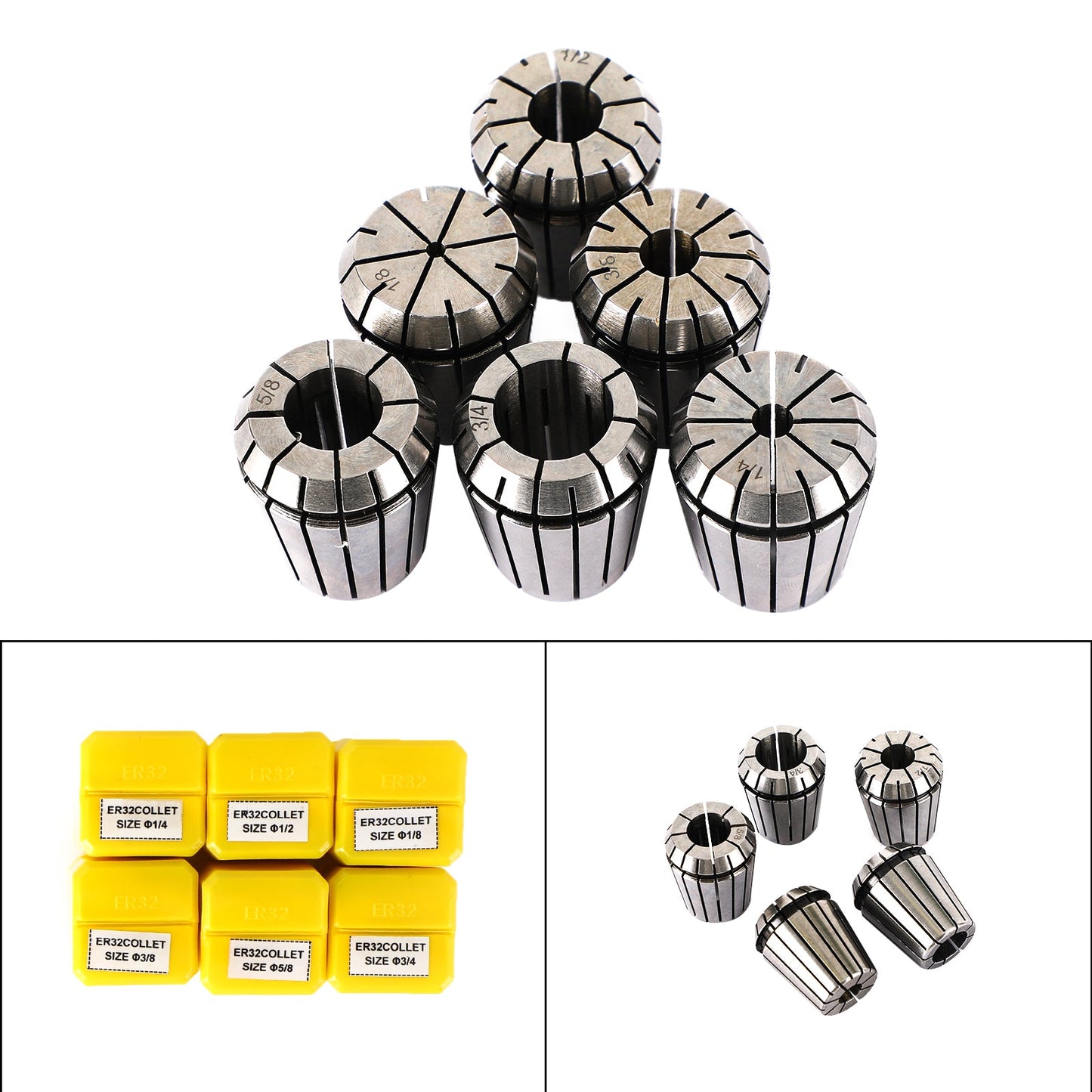 6Pcs ER32 Pinza a molla 1/2 "-5/8" per macchina per incisione di utensili per tornio di fresatura CNC