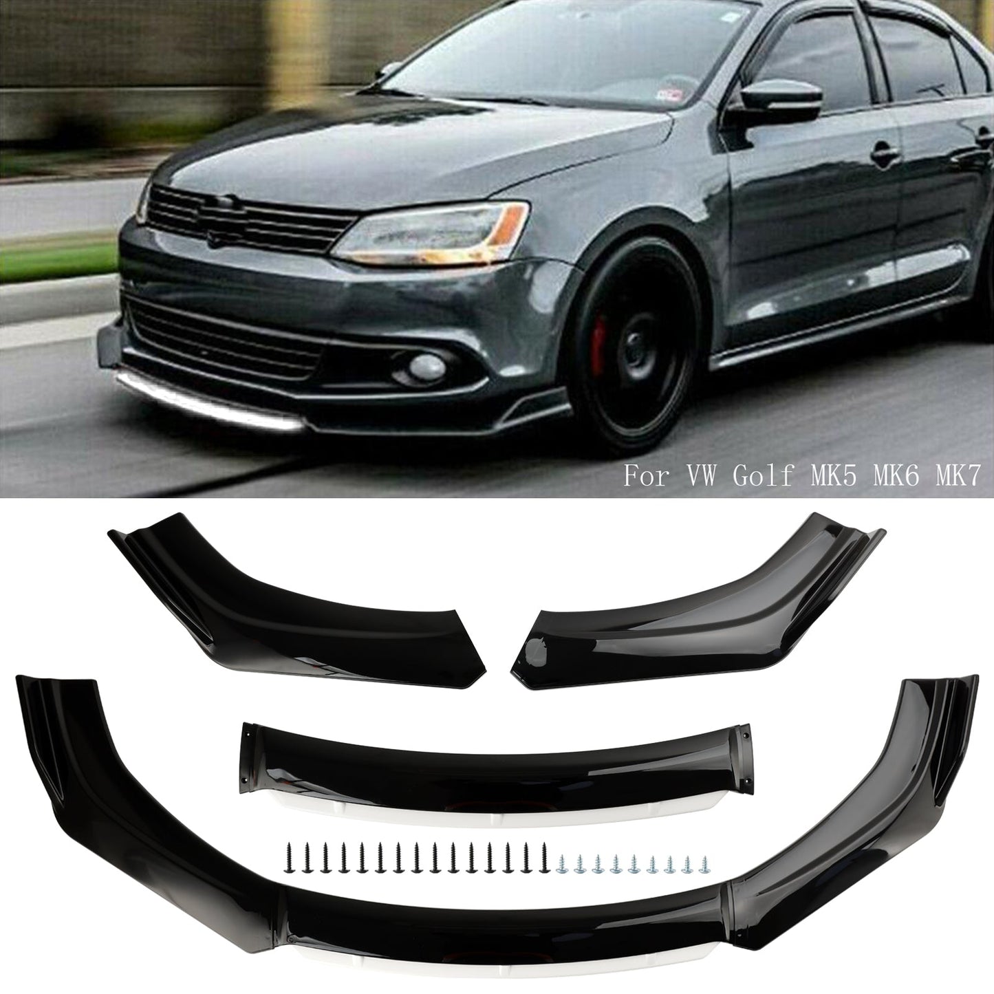 Protezione universale per diffusore splitter per paraurti anteriore per auto universale nero bianco