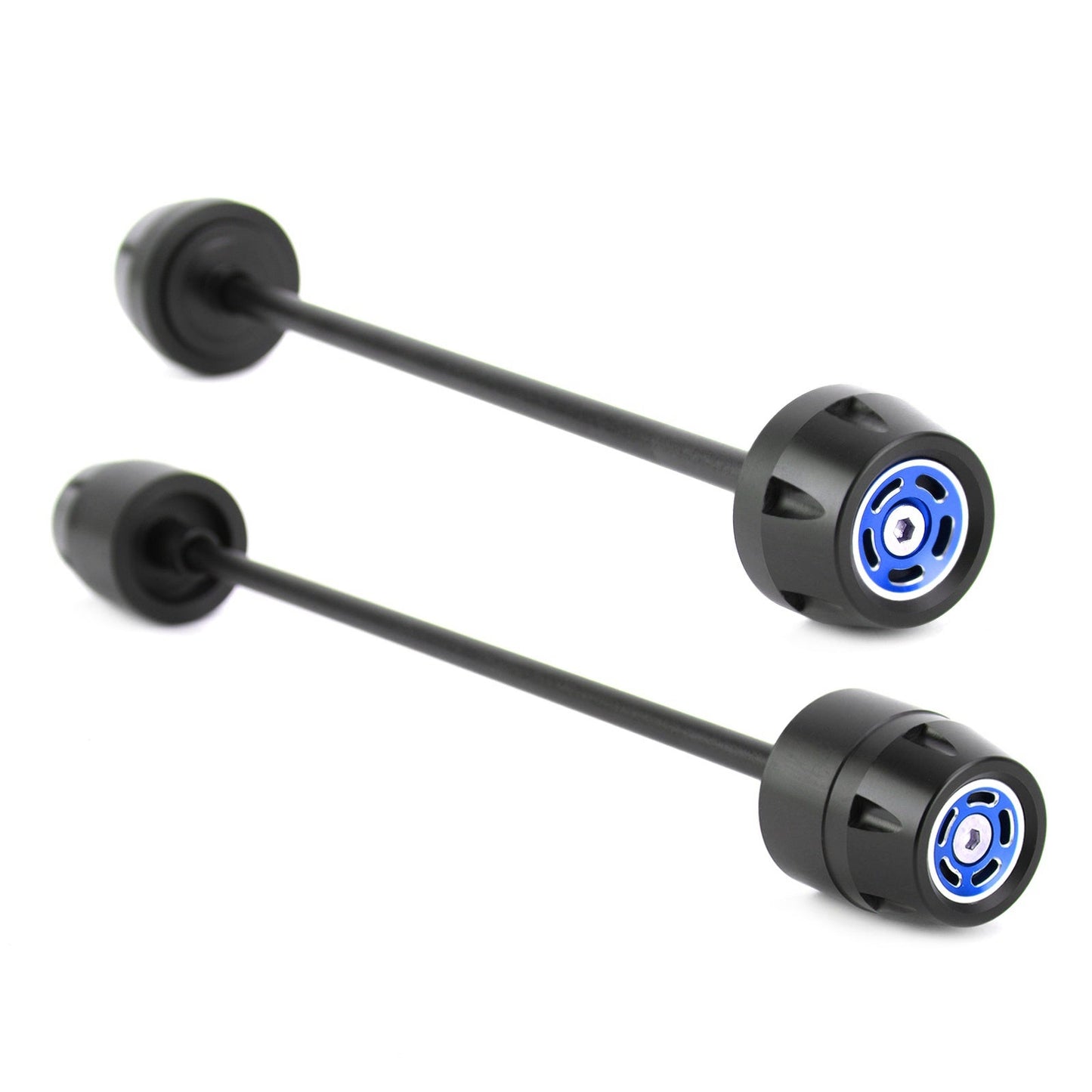 Asse ANTERIORE + POSTERIORE Forcella Slider Ruota Blu Fit per Ducati Scrambler 400 800 1100 Generico