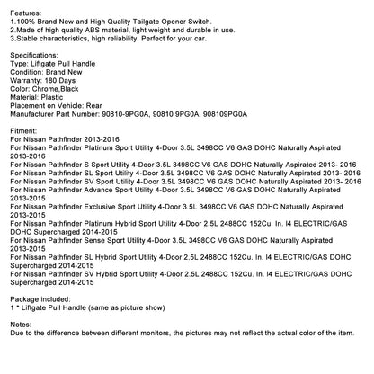 2013-2020 Nissan Pathfinder 3.5LManico di sollevamento posteriore cromato 90810-9PG2A Fedex Express