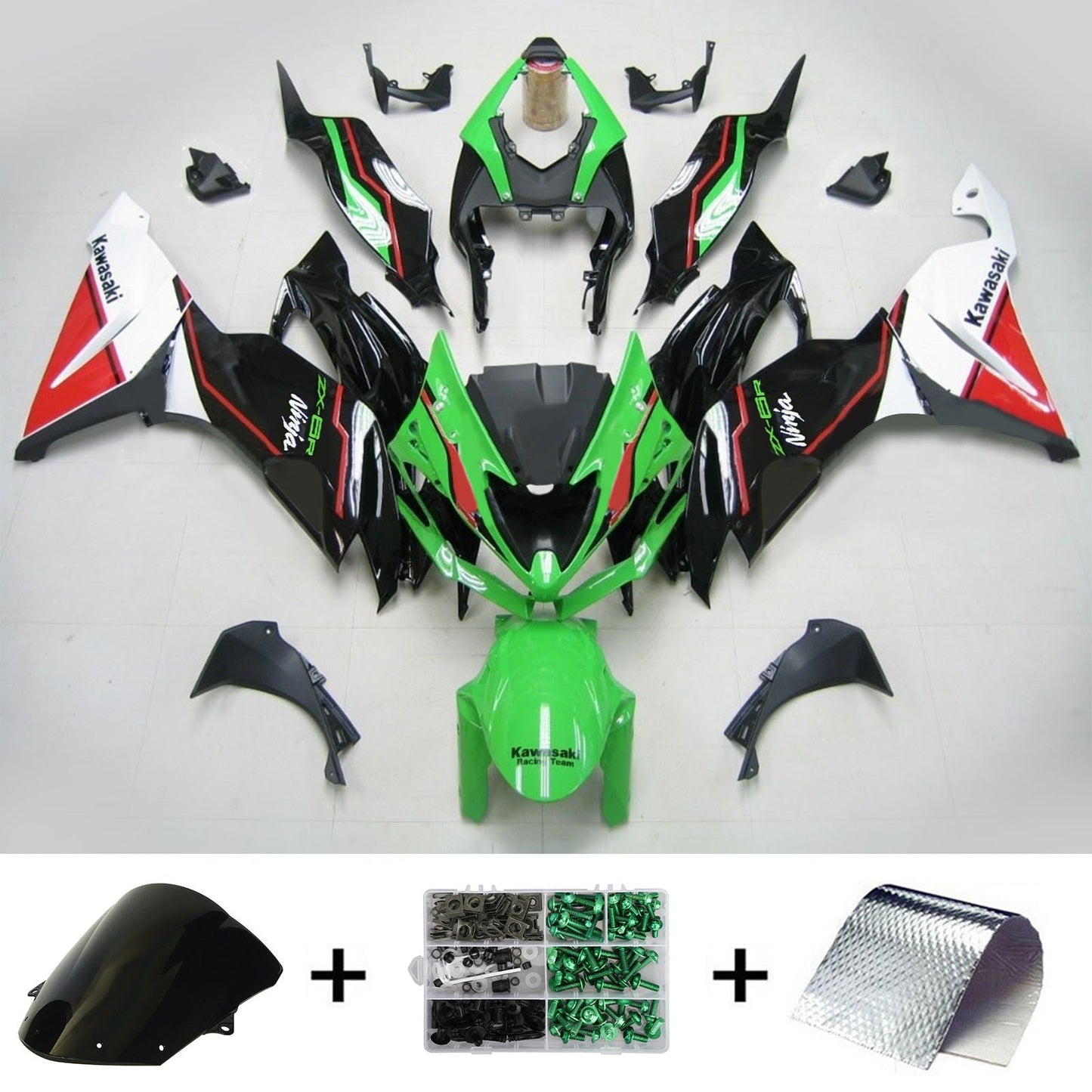 Amotopart Kawasaki ZX6R 2019-2020 Kit trigger nero verde