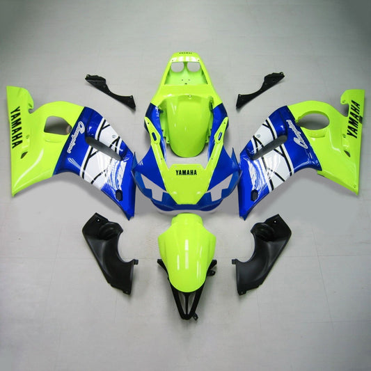 Amotopart Yamaha 1998-2002 YZF 600 R6 Blu con kit di rivestimento giallo fluorescente