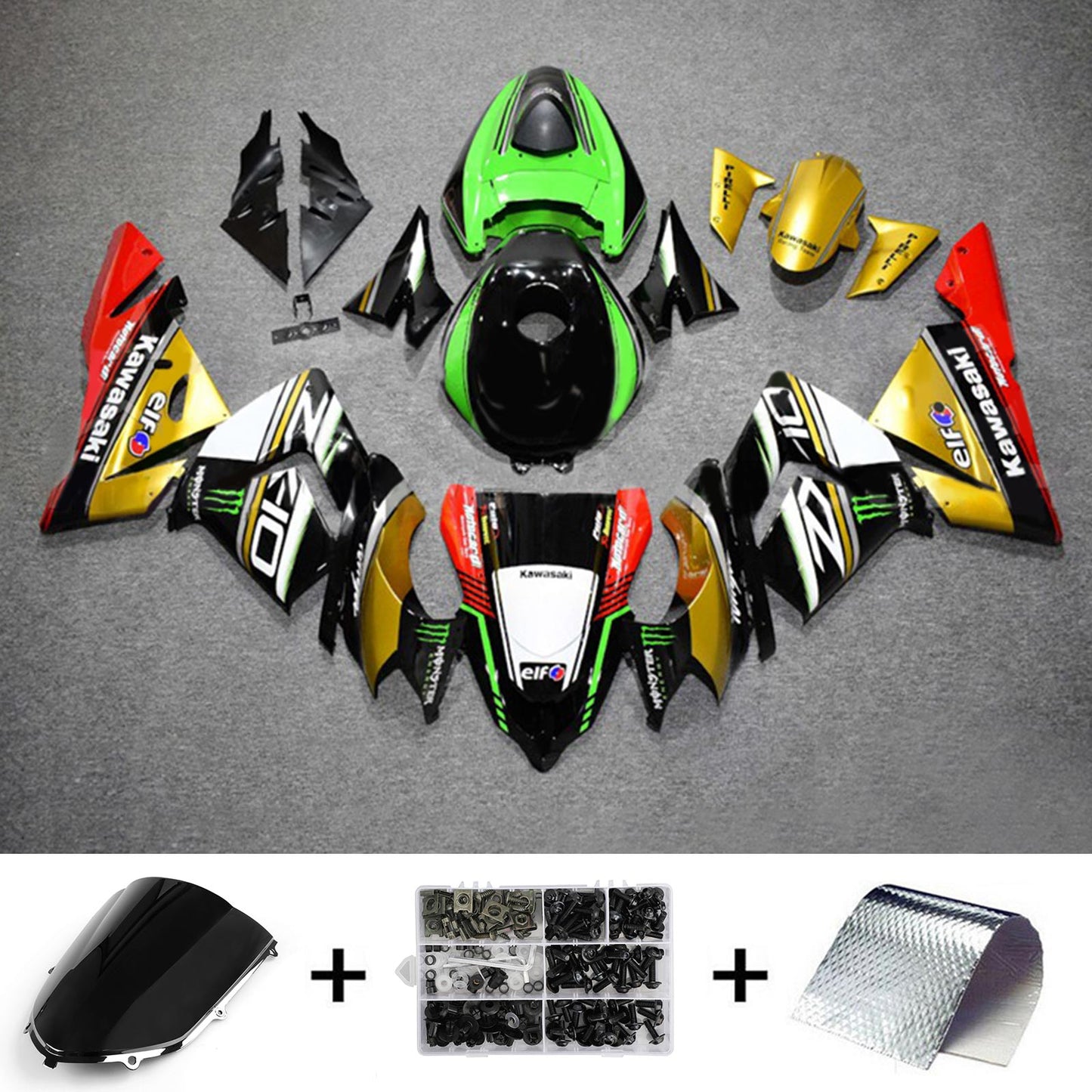 Amotopart Kawasaki ZX10R 2004-2005 Kit carena Carrozzeria Plastica ABS