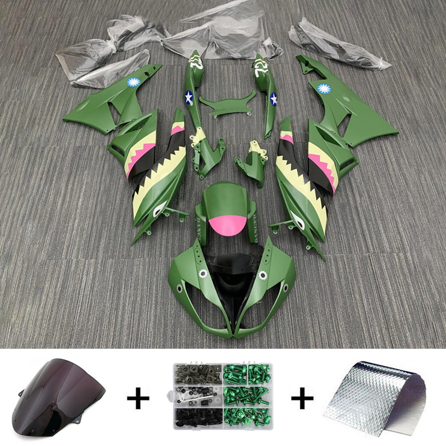 Amotopart Kawasaki ZX6R 636 2009-2012 Kit carena Carrozzeria Plastica ABS