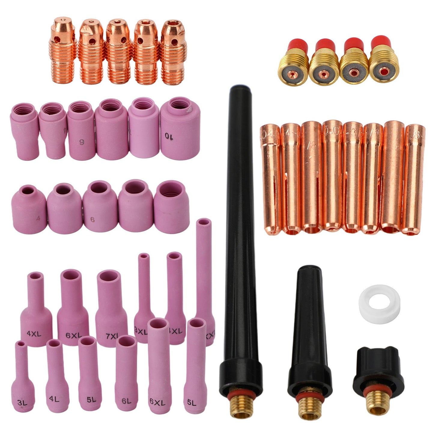 46Pcs Tig Gas Lens Collet Body Misura assortita Fit Tig Welding Torch Wp9 20 25