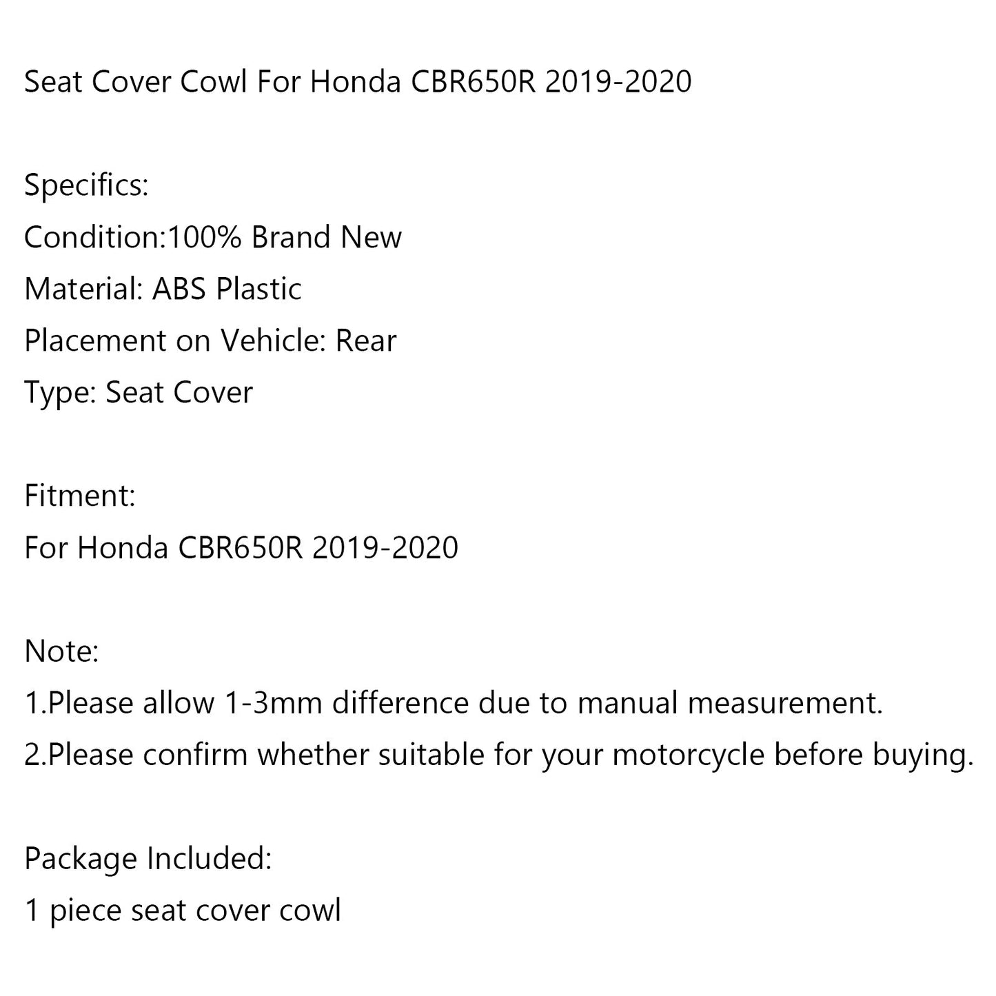 Le migliori offerte per Honda CBR650R 2019-2020 Motocicletta Sedile Posteriore Passeggero Copertura Carenatura sono su ✓ Confronta prezzi e caratteristiche di prodotti nuovi e usati ✓ Molti articoli con consegna gratis!