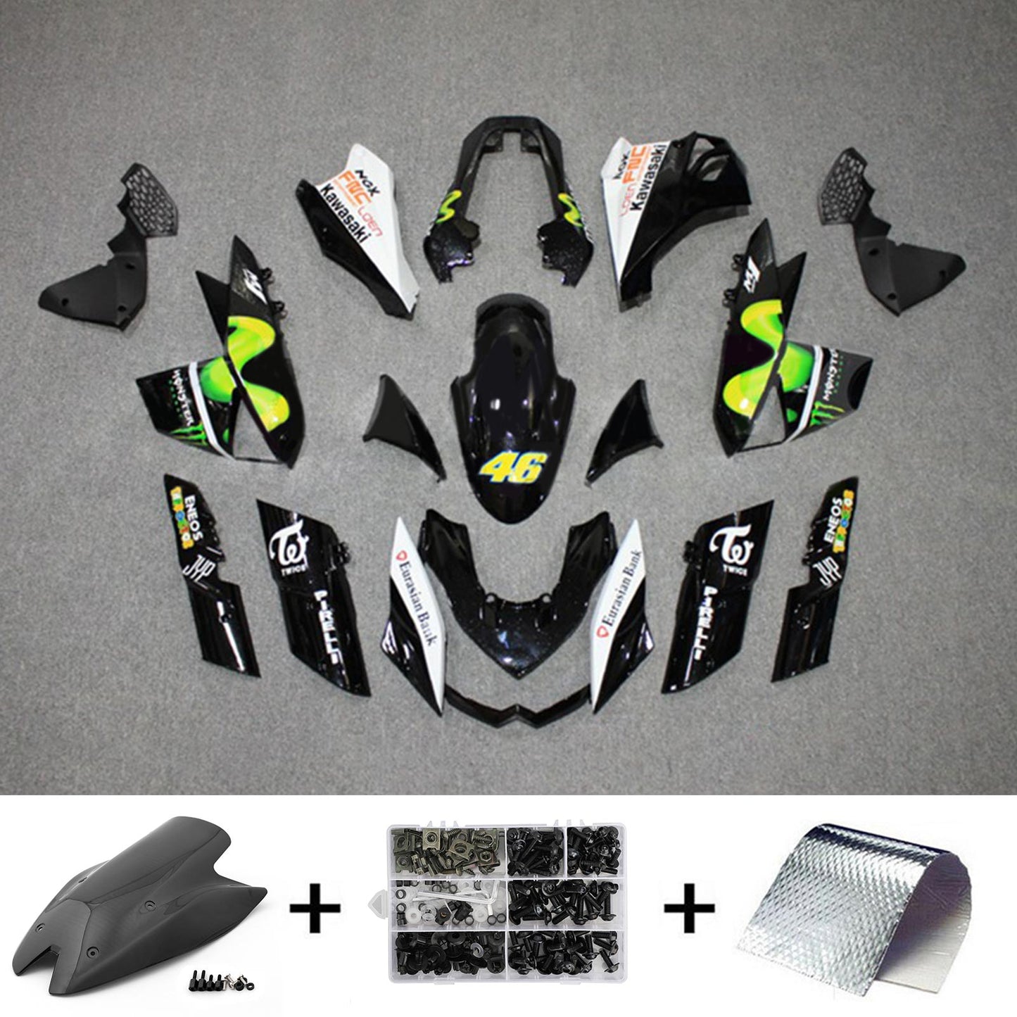 Amotopart Kawasaki Z1000 2010-2013 Kit carena Carrozzeria Plastica ABS