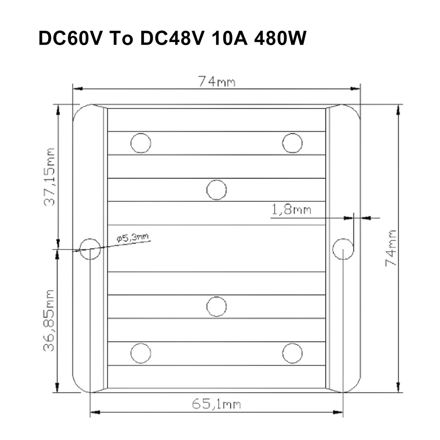 Regolatore convertitore di potenza CC/CC step-down impermeabile da 60 V a 48 V 10 A 480 W