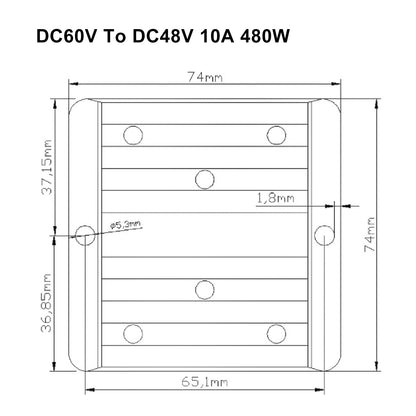 Regolatore convertitore di potenza CC/CC step-down impermeabile da 60 V a 48 V 10 A 480 W