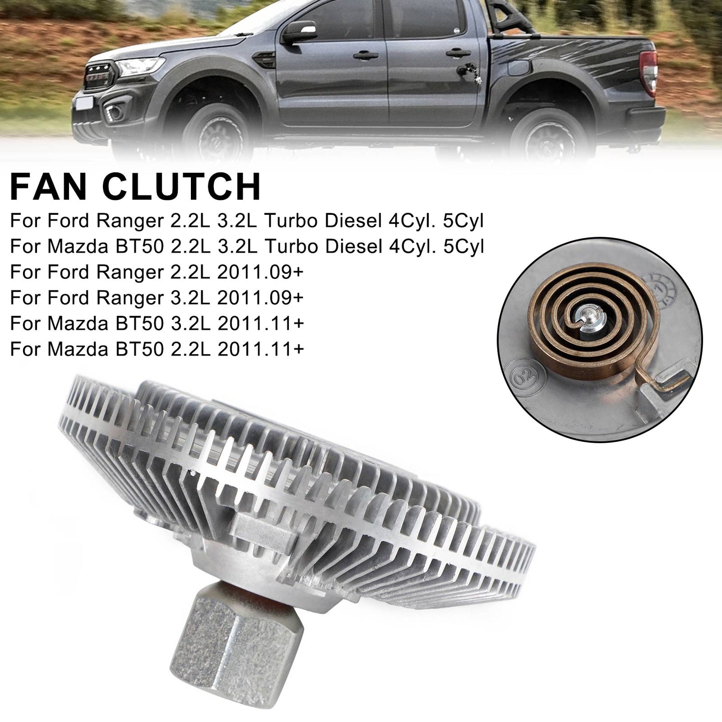 Ford Ranger 2.2L 3.2L Turbo Diesel 4Cyl. 5Cyl Fan Clutch 115835 Sostituire Fedex Express