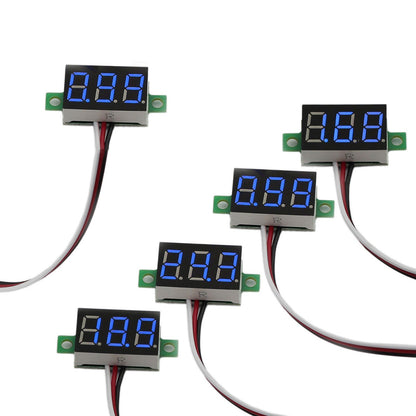 5x Mini DC 0-30V LED blu Pannello voltmetro a 3 display digitale calibrabile