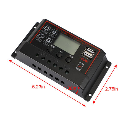 Regolatore di carica del pannello solare 10A/20A/30A PWM LCD Dual USB 12V/24V