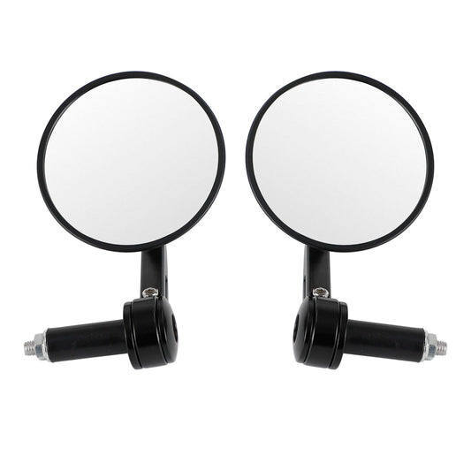 Specchietto Ds Manubrio Custom 4" Rotondo 22MM Nero Lato Sinistro E Destro Adattatori 16-19MM
