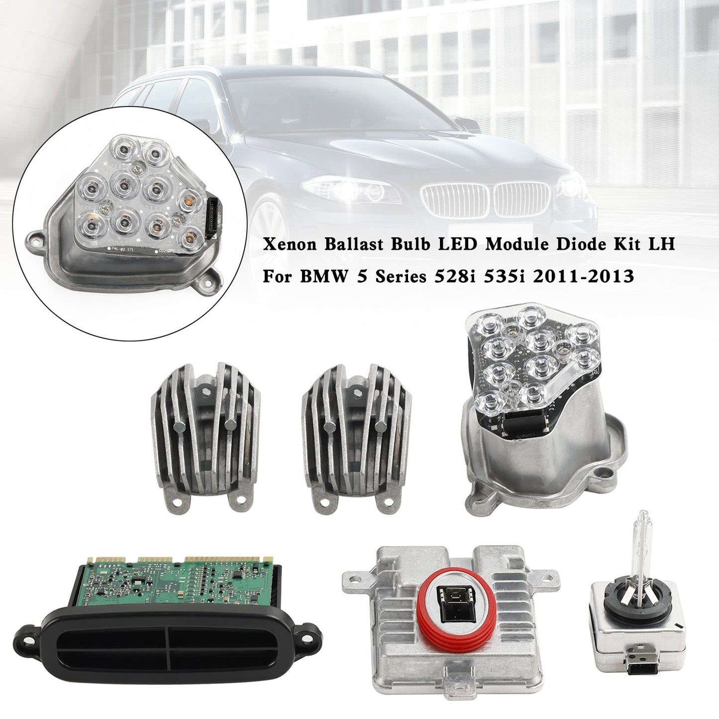 2011-2013 BMW 528i / 535i xDrive / 550i xDrive Lampadina zavorra allo xeno Kit diodi modulo LED LH