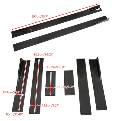 78.7" Universal Side Skirt Extensions Rocker Panel Splitter Lip Fibra di carbonio Generico