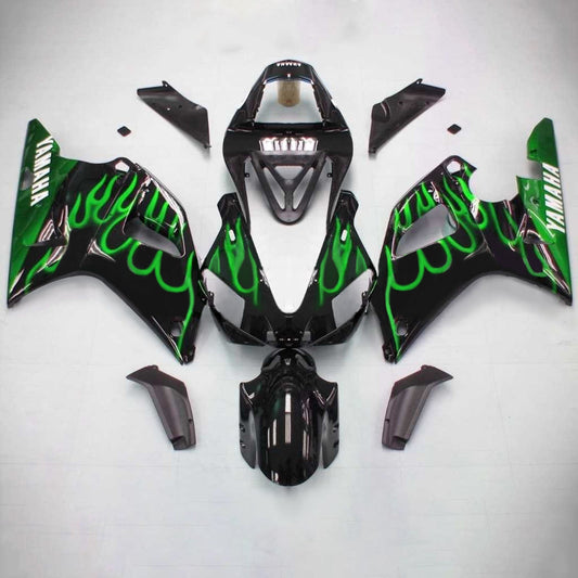 Amotopart Yamaha 2000-2001 YZF 1000 R1 Green Line con kit di travestimento nero