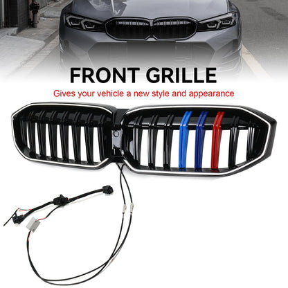 BMW Serie 3 G20 G28 2023-2024 M Maglia della griglia del rene anteriore nero lucido