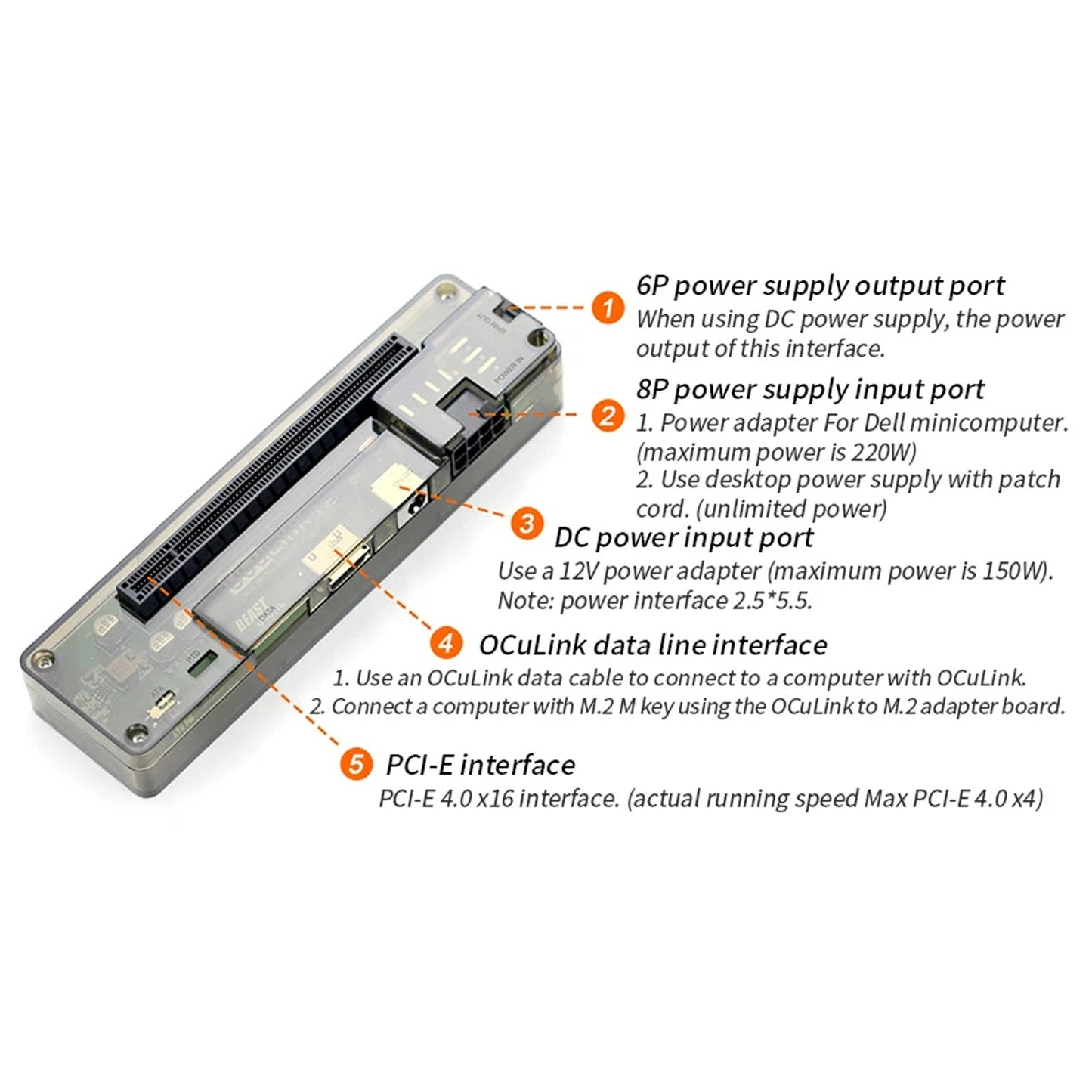 Scheda adattatore PCI-E X4 M.2 a OCULINK Scheda video esterna Docking station per laptop