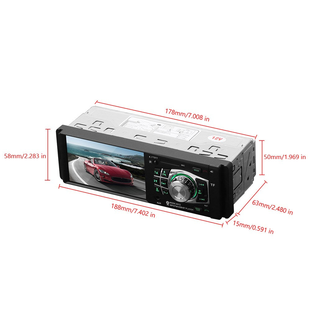 4.1 pollici HD 1DIN Bluetooth In-Dash Car Stereo Radio Lettore MP5 FM con fotocamera