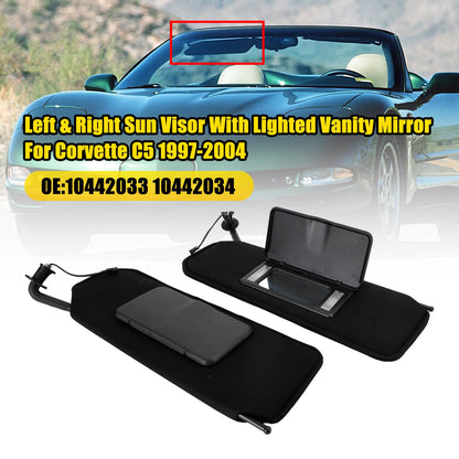1997-2004 Corvette C5 10442033 10442034 Visiera parasole specchietto di cortesia Coppia di alette parasole nere ombreggiate