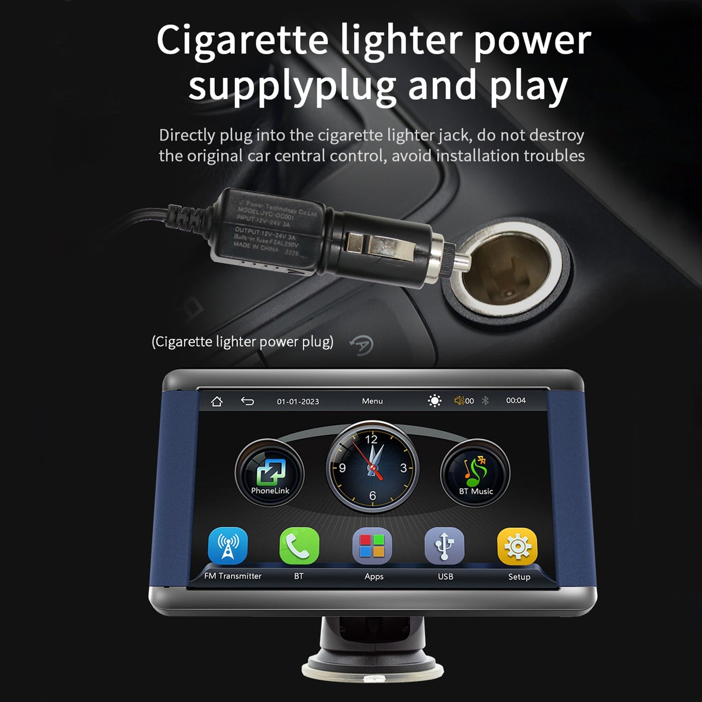 Lettore MP5 per auto portatile da 7" Monitor Bluetooth Carplay wireless + fotocamera a 4 LED