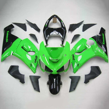 Amotopart Kawasaki 2005-2006 ZX6R 636 Kit di paura nera verde