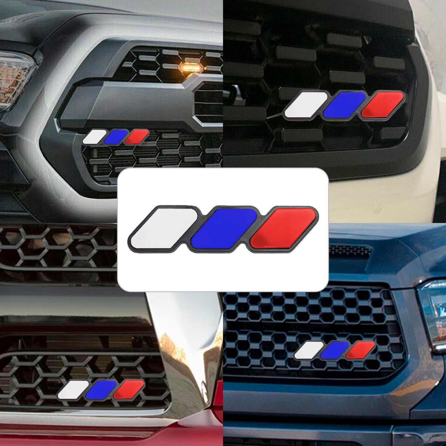 Accessori per auto con emblema distintivo per griglia tricolore per Toyota Tacoma TRD Tundra RAV4