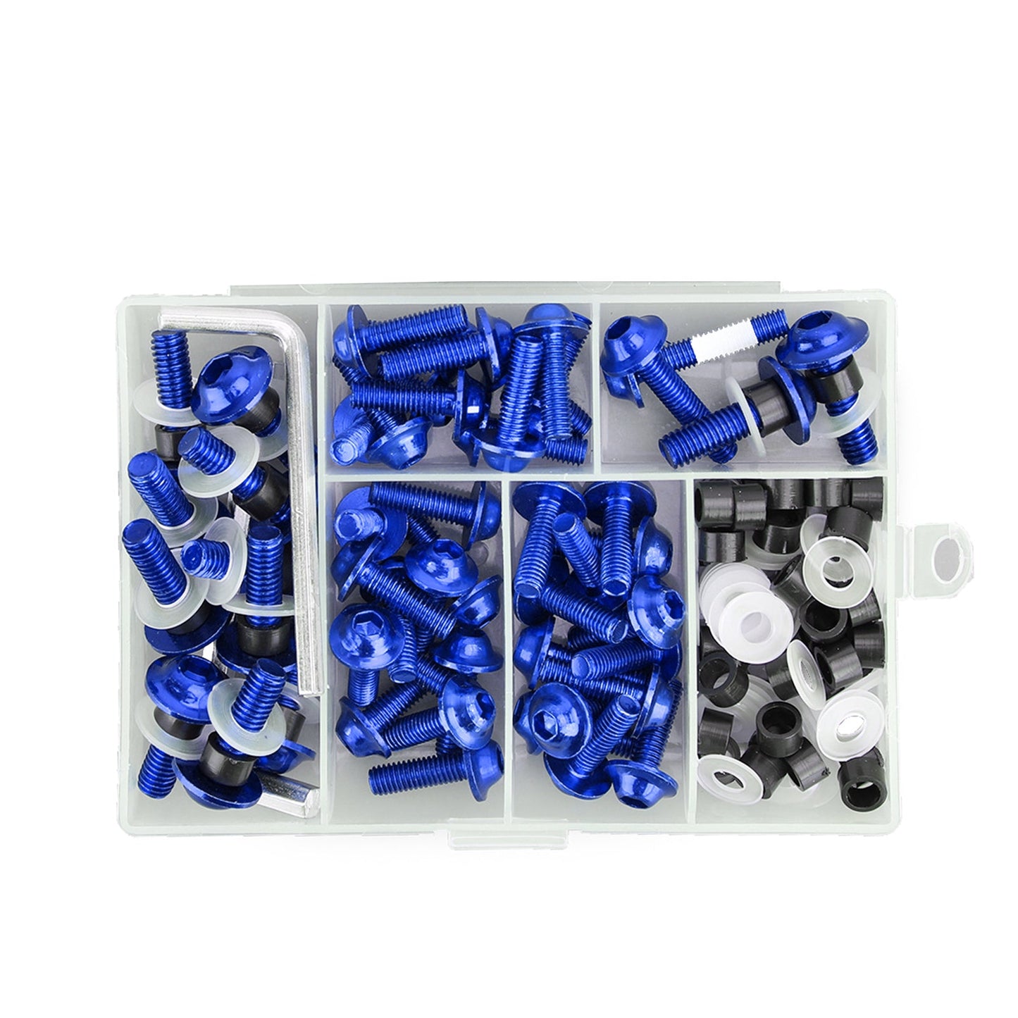 158 pezzi Kit di viti per clip di fissaggio blu per moto Bullone per carenatura del parabrezza universale generico