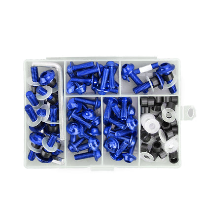 158 pezzi Kit di viti per clip di fissaggio blu per moto Bullone per carenatura del parabrezza universale generico