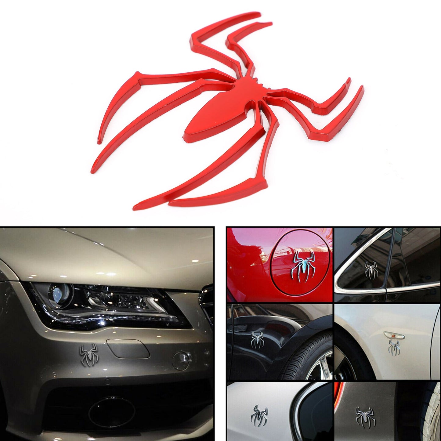 Auto Logo Adesivo per auto Emblema distintivo in metallo Forma di ragno Adesivo per decalcomania per auto 3D Fai da te