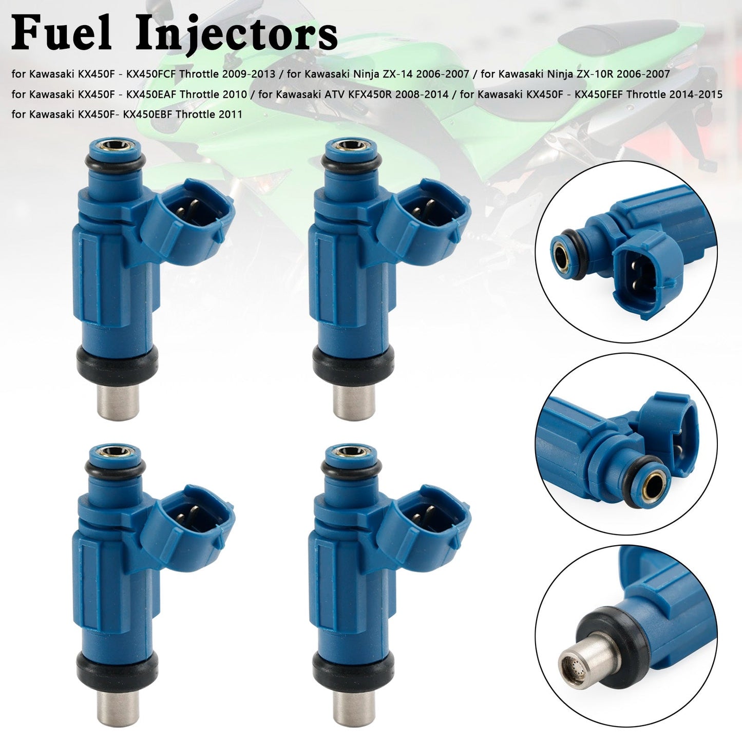 4 pezzi EAT286 49033-0010 iniettore di carburante per Kawasaki Ninja ZX-14 ZX-10R KX450F