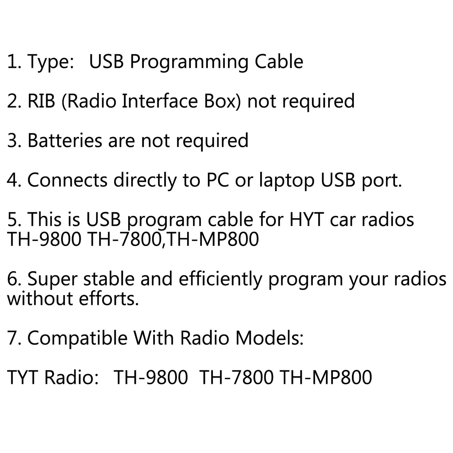 Cavo di programmazione USB per radio bidirezionale mobile per auto TYT TH-9800 con software CD