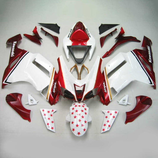 Amotopart Kawasaki 2007-2008 ZX6R 636 White con Red Star Deposit Kit