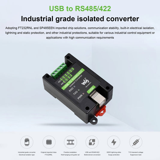 Convertitore isolato di livello industriale Circuiti multiprotezione da USB a RS485/RS422