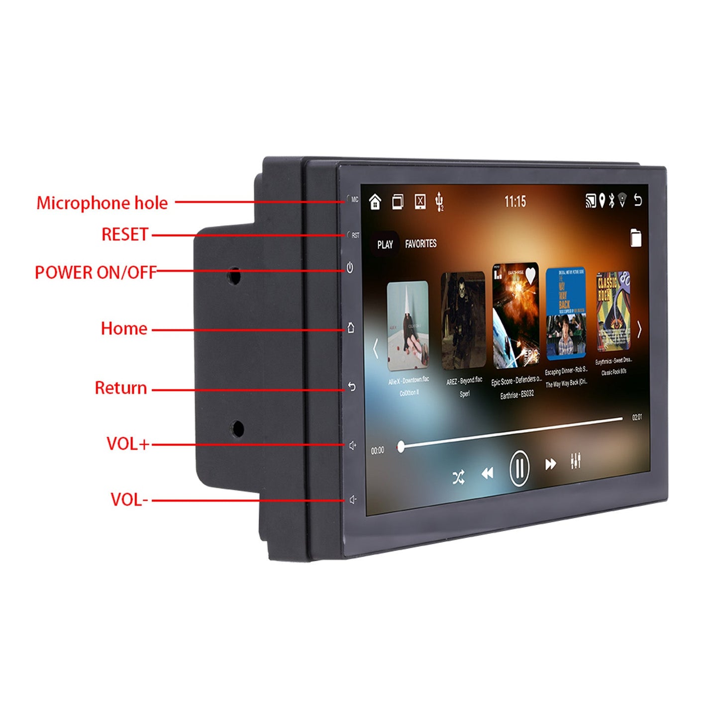 Lettore MP5 stereo per auto Android 10 da 7" 2G+64G Quad Core GPS WiFi Bluetooth Carplay