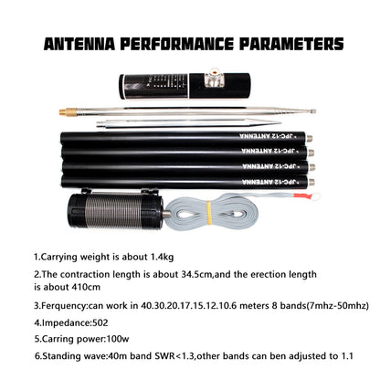 Antenna a onde corte portatile con regolatore a scorrimento 8-Band 7MHz-50MHz PAC-12 per TV