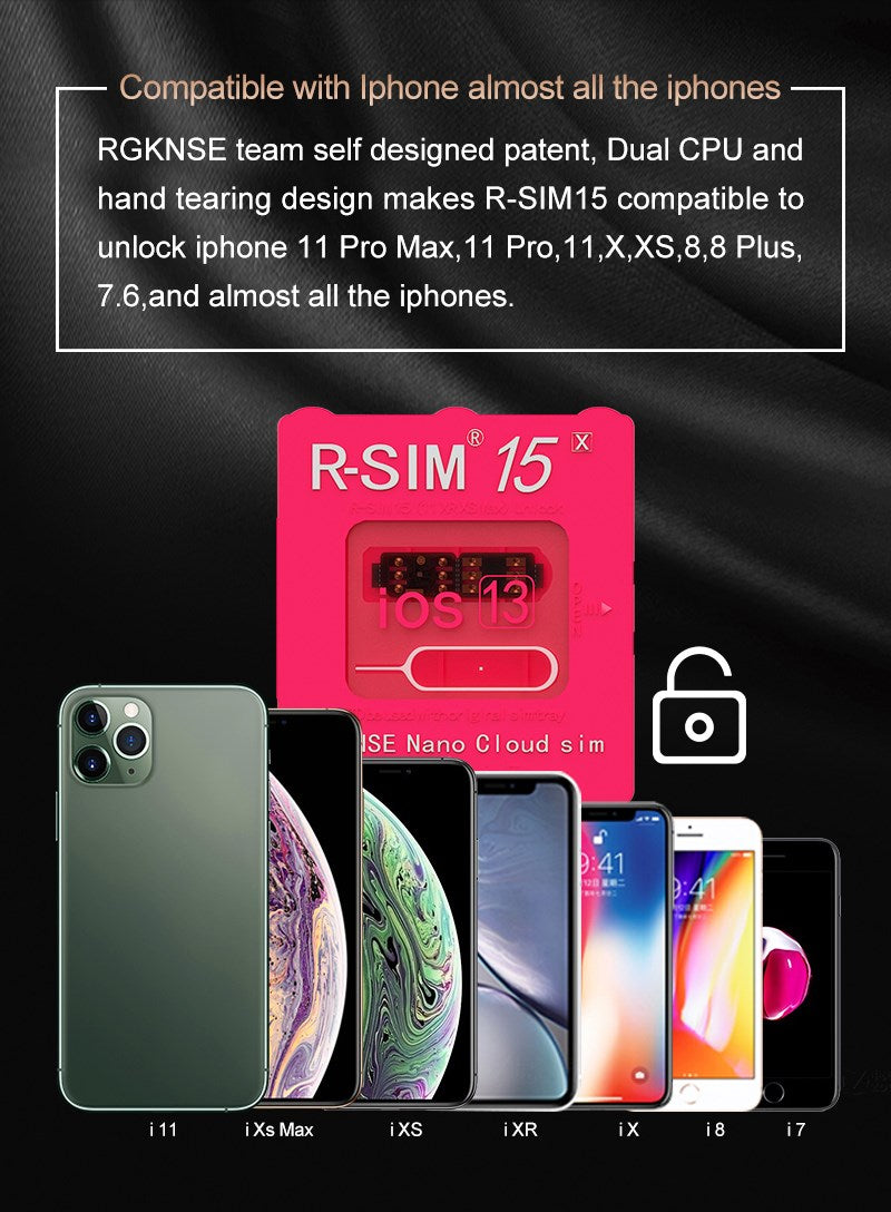 Aggiorna la scheda di sblocco Nano RSIM-15 per iPhone 13 Pro X XS Max 8 iOS 14.7