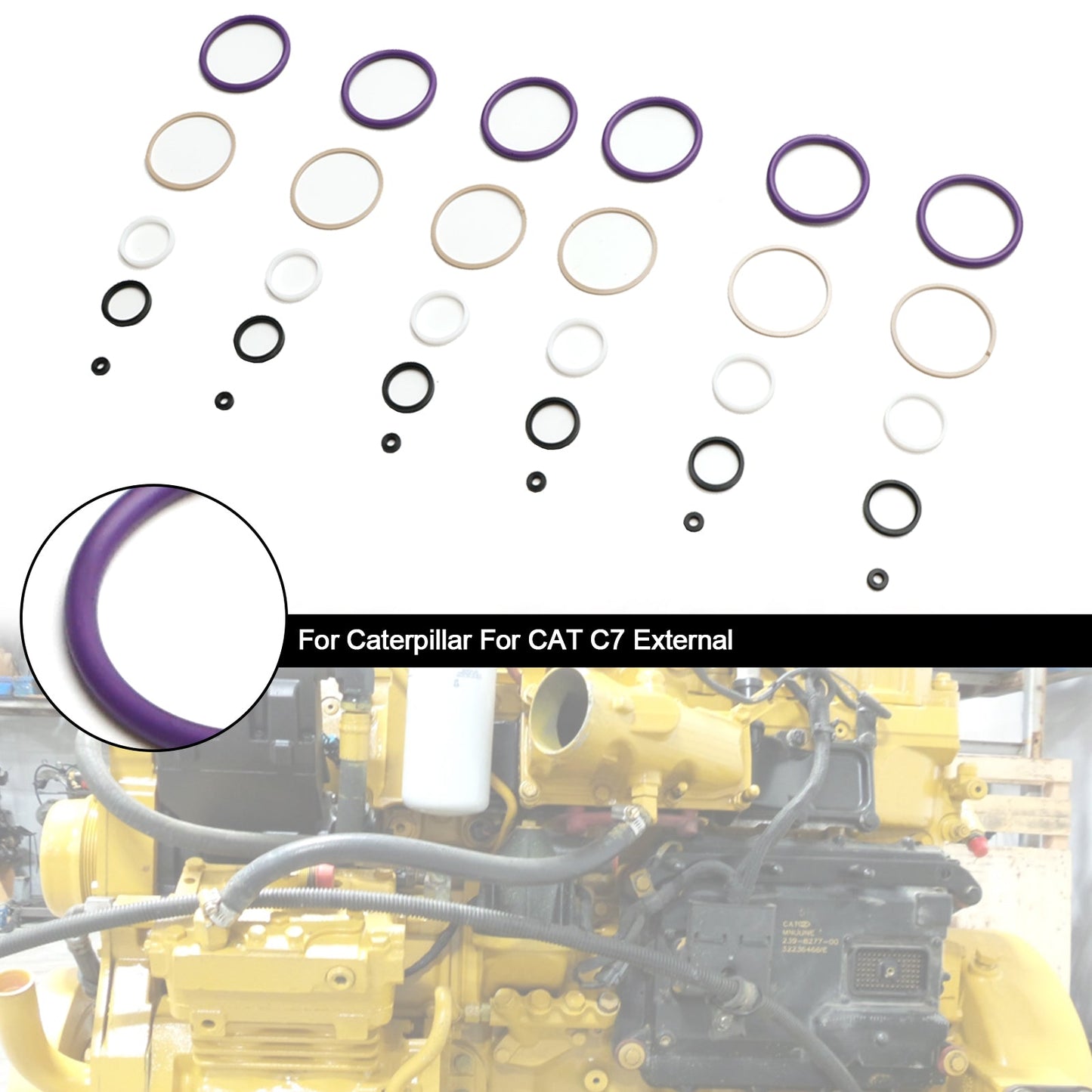 Kit O-ring di tenuta per iniettori di carburante da 6 pezzi adatto per Caterpillar C7 Fit CAT C7 interno